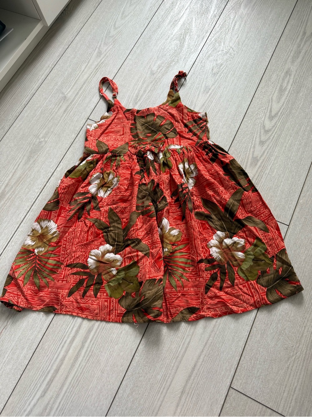 Palmwave Hawaii girl 8 dress orange green tropical flowers summer vacation bow